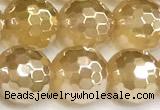 CAA6052 15 inches 10mm faceted round AB-color yellow agate beads
