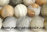 CAA6081 15 inches 6mm round matte bamboo leaf agate beads