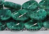 CAB58 15.5 inches 14*18mm twisted oval peafowl agate gemstone beads