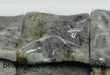 CAB587 15.5 inches 40*40mm wavy square silver needle agate beads