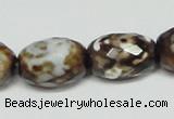 CAB625 15.5 inches 14*20mm faceted egg-shaped leopard skin agate beads