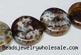 CAB628 15.5 inches 20mm flat round leopard skin agate beads wholesale