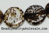 CAB629 15.5 inches 22mm flat round leopard skin agate beads wholesale