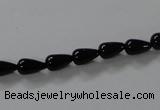 CAB732 15.5 inches 5*8mm teardrop black agate gemstone beads