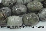 CAB74 15.5 inches 15*20mm egg-shaped silver needle agate beads