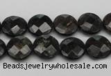CAE115 15.5 inches 12mm faceted coin astrophyllite beads wholesale