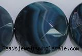 CAG1640 15.5 inches 35mm faceted coin blue agate gemstone beads