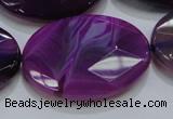 CAG210 15.5 inches 25*35mm faceted oval purple agate gemstone beads