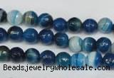 CAG2103 15.5 inches 6mm faceted round blue line agate beads