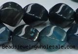 CAG220 15.5 inches 13*18mm twisted blue agate gemstone beads