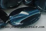 CAG224 15.5 inches 25*35mm faceted oval blue agate gemstone beads