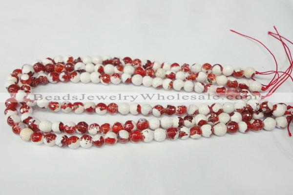 CAG2251 15.5 inches 6mm faceted round fire crackle agate beads