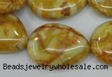 CAG3630 15.5 inches 22*30mm flat teardrop yellow crazy lace agate beads