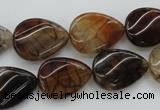 CAG4096 15.5 inches 13*18mm twisted flat teardrop dragon veins agate beads