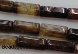 CAG4136 15.5 inches 7*14mm faceted tube dragon veins agate beads