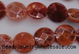 CAG4266 15.5 inches 15mm faceted coin natural fire agate beads