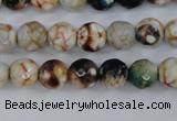 CAG4483 15.5 inches 6mm faceted round fire crackle agate beads