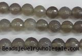 CAG4826 15 inches 8mm faceted round grey agate beads wholesale