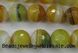 CAG5105 15.5 inches 14mm faceted round line agate beads wholesale