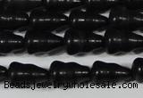 CAG6042 15.5 inches 5*8mm carved calabash matte black agate beads