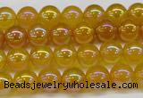 CAG7120 15.5 inches 4mm round AB-color yellow agate gemstone beads