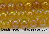 CAG7121 15.5 inches 6mm round AB-color yellow agate gemstone beads