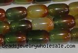 CAG7176 15.5 inches 10*14mm drum rainbow agate gemstone beads