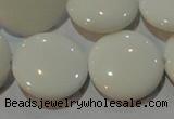 CAG7254 15.5 inches 16mm flat round white agate gemstone beads