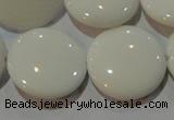 CAG7255 15.5 inches 18mm flat round white agate gemstone beads