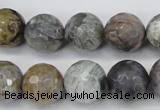 CAG7871 15.5 inches 16mm faceted round silver needle agate beads