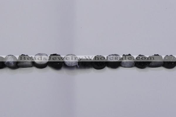 CAG7952 7.5 inches 8*10mm oval plated white druzy agate beads