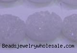 CAG8190 7.5 inches 18*25mm oval white plated druzy agate beads