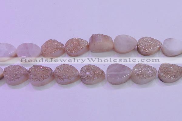 CAG8321 7.5 inches 20*30mm teardrop champagne plated druzy agate beads