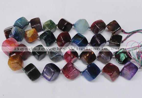 CAG8577 15.5 inches 15*16mm - 17*18mm cube dragon veins agate beads