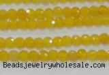 CAG8600 15.5 inches 4mm faceted round yellow agate gemstone beads