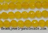 CAG8601 15.5 inches 6mm faceted round yellow agate gemstone beads