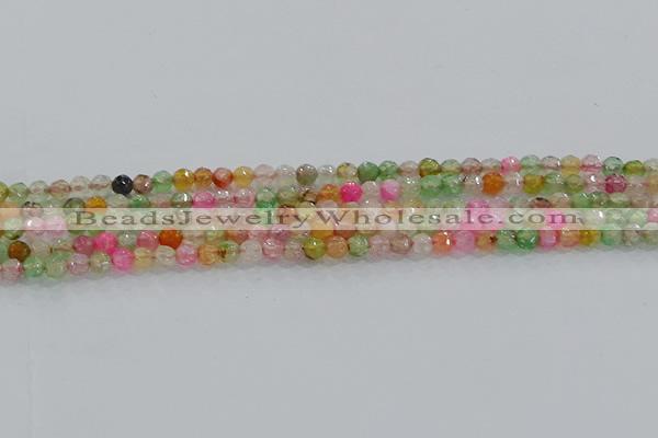 CAG8938 15.5 inches 4mm faceted round fire crackle agate beads