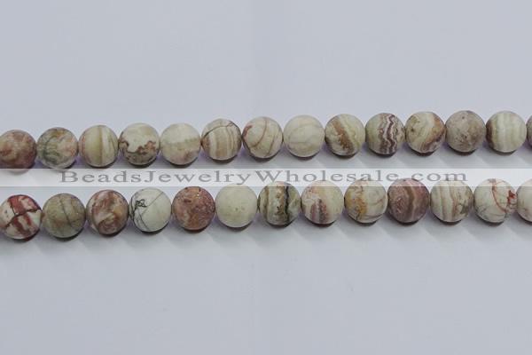 CAG9295 15.5 inches 14mm round matte Mexican crazy lace agate beads