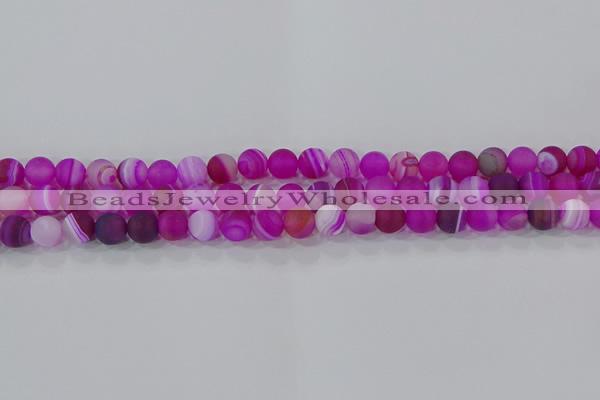 CAG9326 15.5 inches 6mm round matte line agate beads wholesale