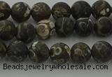 CAG9381 15.5 inches 6mm round matte turritella agate beads