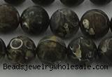 CAG9384 15.5 inches 12mm round matte turritella agate beads