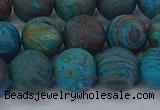 CAG9496 15.5 inches 12mm round matte blue crazy lace agate beads