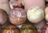 CAG9814 15.5 inches 12mm faceted round wood agate beads