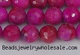 CAG9877 15.5 inches 8mm faceted round fuchsia crazy lace agate beads