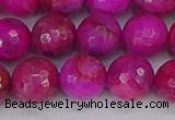 CAG9879 15.5 inches 12mm faceted round fuchsia crazy lace agate beads