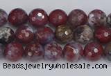 CAG9904 15.5 inches 6mm faceted round red lightning agate beads