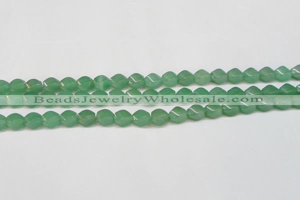 CAJ664 15.5 inches 8*10mm twisted rice green aventurine beads