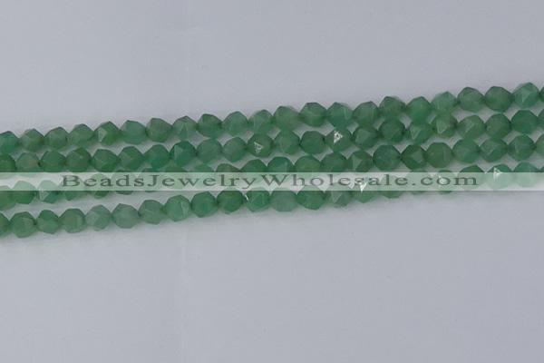 CAJ731 15.5 inches 6mm faceted nuggets green aventurine beads