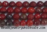 CAJ758 15.5 inches 4mm faceted round apple jasper beads