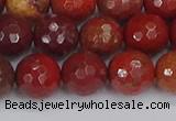 CAJ761 15.5 inches 10mm faceted round apple jasper beads